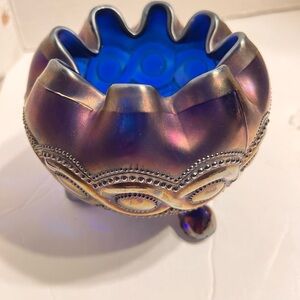 Vintage Northwood Carnival Glass 3 Footed Rose Bowl Amethyst Purple Collectible